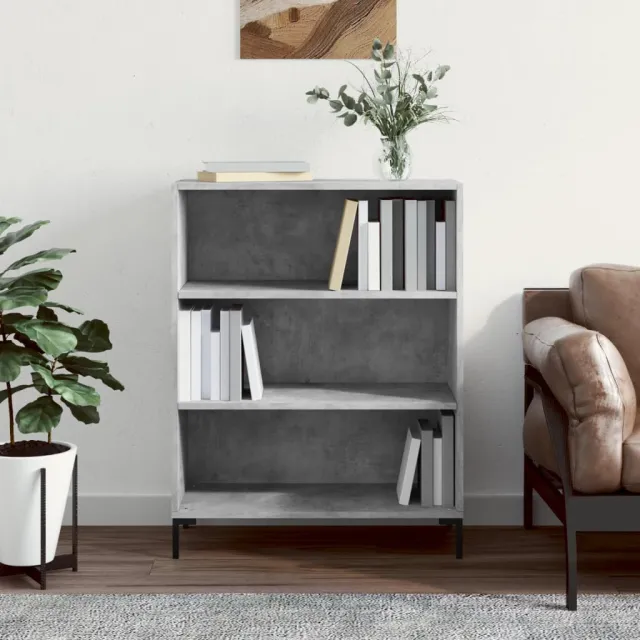 vidaXL Boekenkast 69,5x32,5x90 cm bewerkt hout betongrijs wit, foto 2