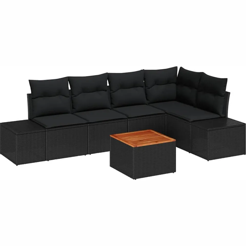 vidaXL Tuinbankenset 6 st Zwart poly rattan