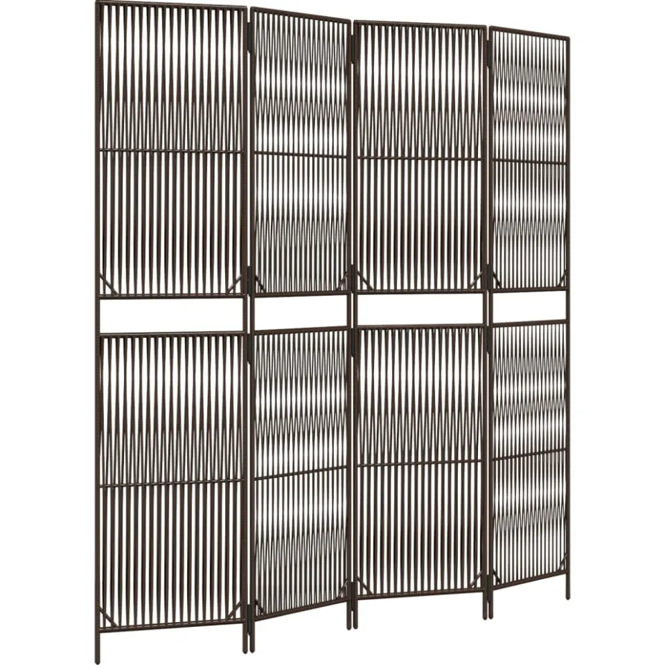 vidaXL Kamerscherm 4 panelen poly rattan bruin, foto 4