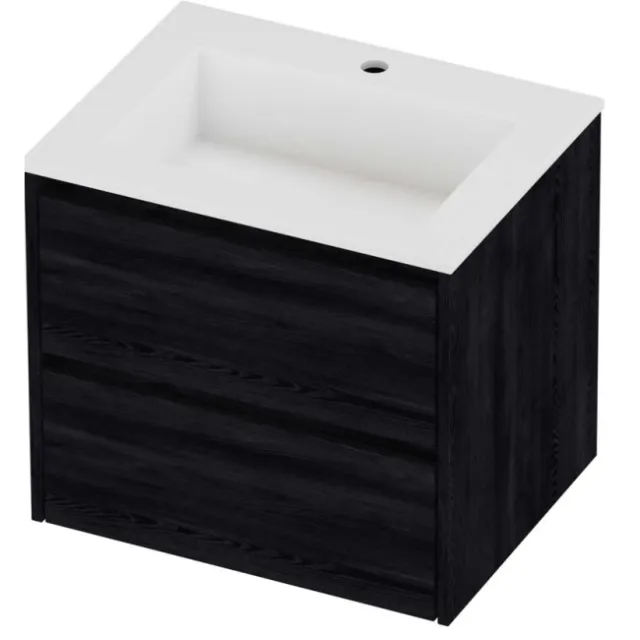 Proline Aristo Badmeubelset Polystone Elegant 1 Kraangat 60x46x54 cm Mat White Black Oak Eiken