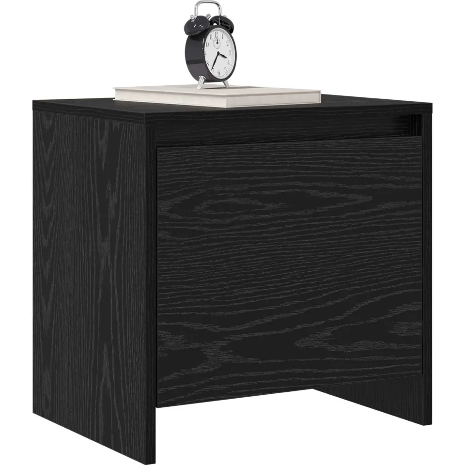 vidaXL Nachtkastje Zwart Eiken 45 x 34 x 44,5 cm Bewerkt hout