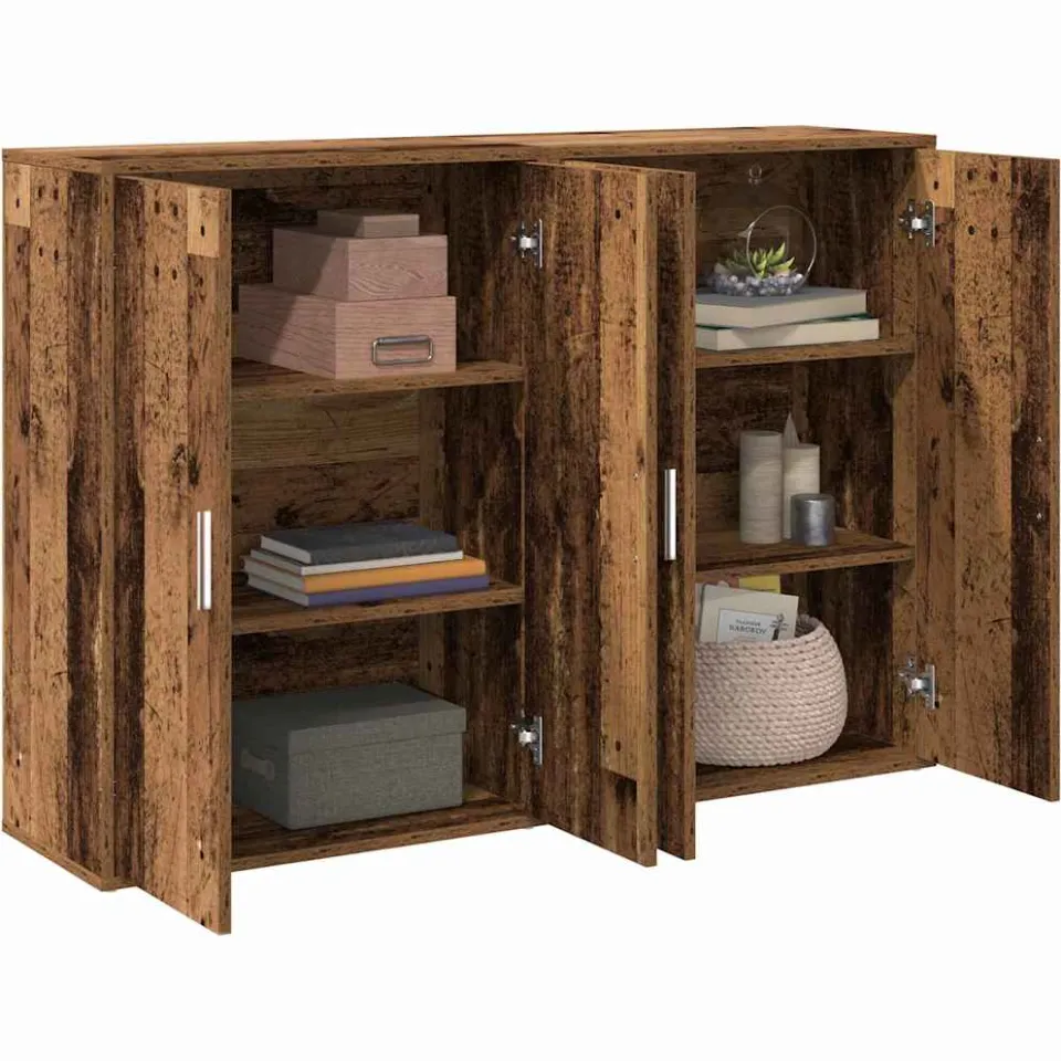 vidaXL Dressoir 2 st Oudhout 60 x 31 x 84 cm Bewerkt hout Bruin