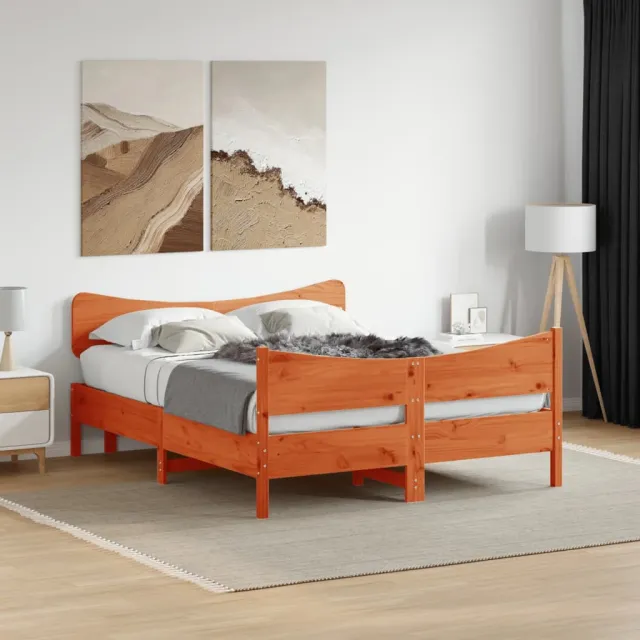 vidaXL Bedframe zonder matras massief grenenhout wasbruin 150x200 cm bruin