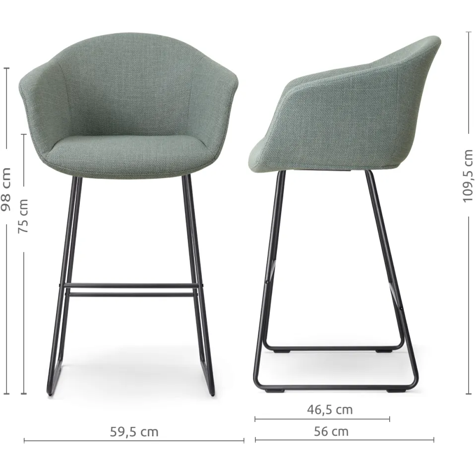 Nolon Nino-Otis barkruk saliegroen - zwart onderstel - 75 cm, foto 2