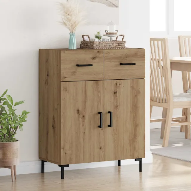 vidaXL Dressoir Artisan Eiken 69,5 x 34 x 90 cm Bewerkt hout Bruin