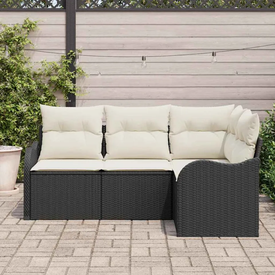 vidaXL Tuin Sofa Set 4 st Zwart poly rattan, foto 3