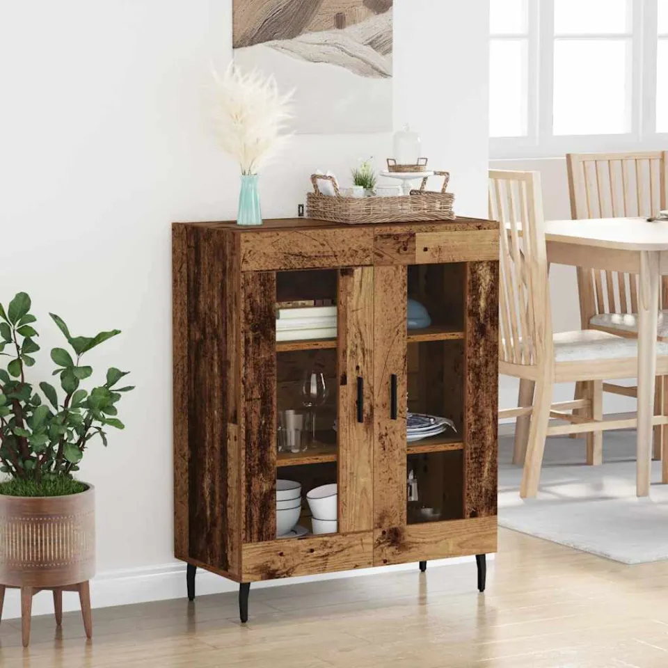 vidaXL Dressoir Oud Hout 69,5 x 34 x 90 cm Bewerkt hout bruin, foto 3
