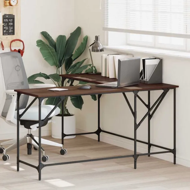 vidaXL Bureau 149x149x75 cm bewerkt hout bruin eikenkleur, foto 2