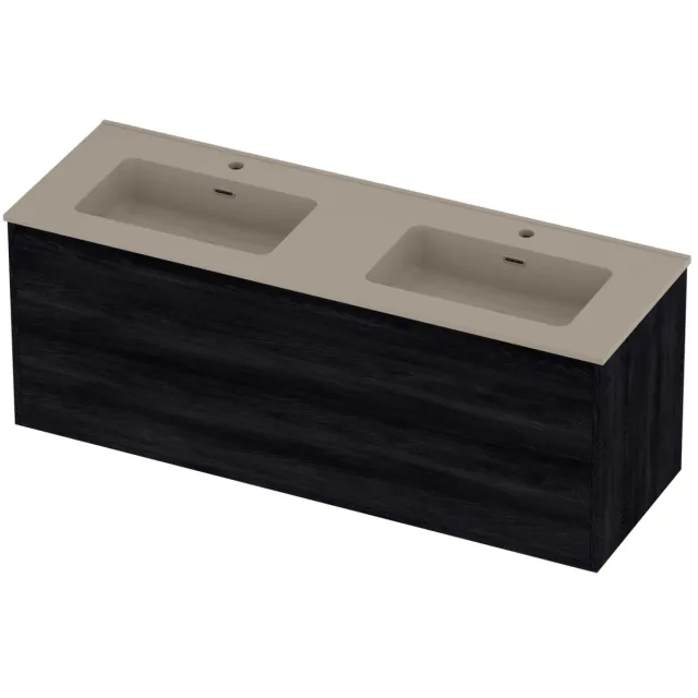 Proline Tribute Badmeubelset Porselein Elegant Greeploos 140x46x54 cm Mat Crème Cotton Black Oak Eiken