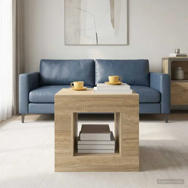 vidaXL Salontafel Sonoma Eiken 51.5 x 50 x 50 cm Bewerkt hout, foto 2