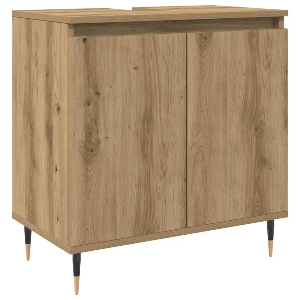 vidaXL Badkamerkast 58x33x60 cm bewerkt hout artisanaal eikenkleurig Bruin