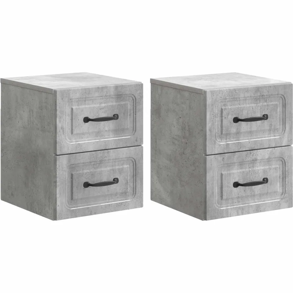 vidaXL Wandbeugel Bedkast 2 st Betongrijs 34,5 x 33 x 40 cm grijs, foto 3