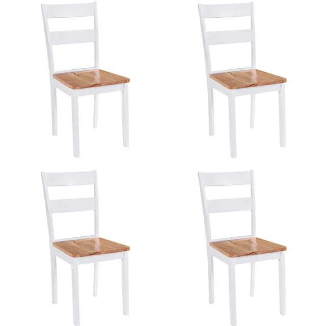 vidaXL Eetkamerstoelen 4 st massief rubberwood wit