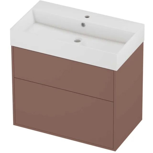 Proline Zara Badmeubelset Porselein Loft 1 Kraangat Voor Grepen 80x46x78 cm Glans Wit Beauty Blush Rosé Goud