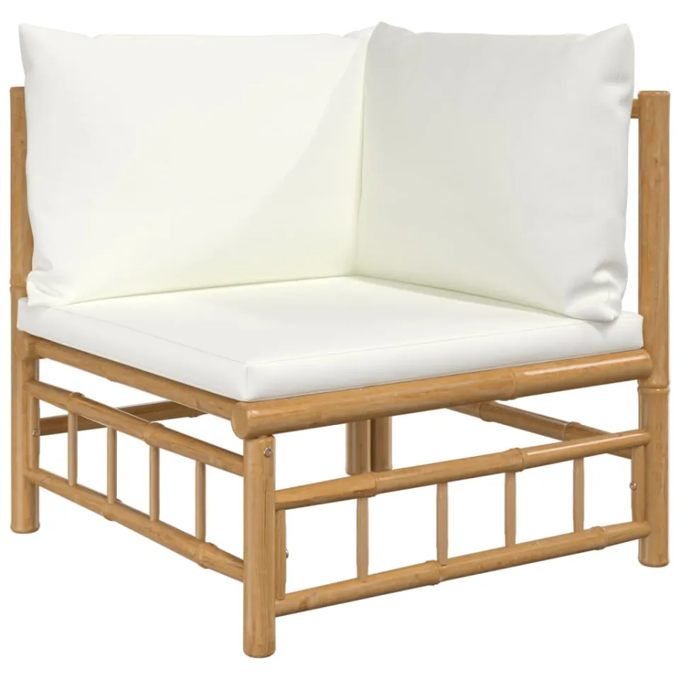 vidaXL 5-delige Loungeset met kussens bamboe crèmewit, foto 3