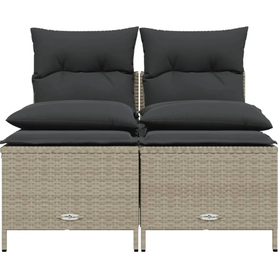 vidaXL 4-delige Loungeset met kussens poly rattan lichtgrijs