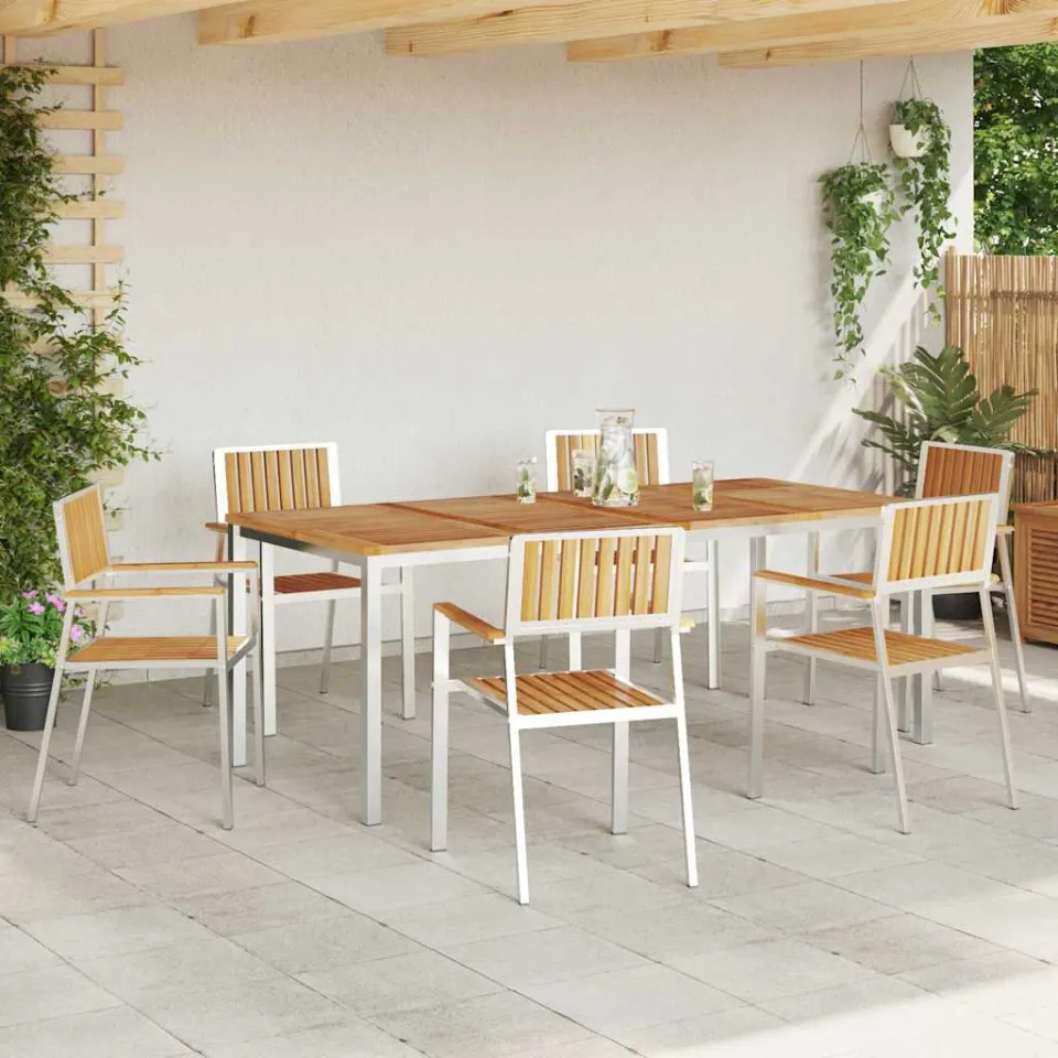 vidaXL Buiten eettafelset 7 st 200 x 90 x 75 cm bruin, foto 3