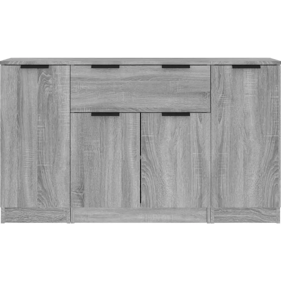 vidaXL Dressoirs 3 st bewerkt hout grijs sonoma eikenkleurig, foto 4