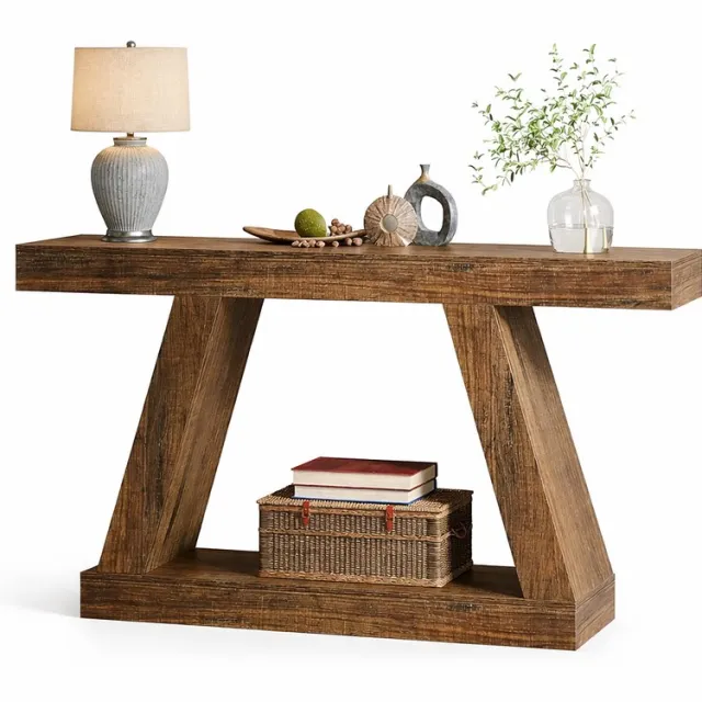 House of Balance Wandtafel - Console Tafel - Smalle Haltafel - Hout – Hal en Woonkamer - Entree tafel - Side table Donker Bruin