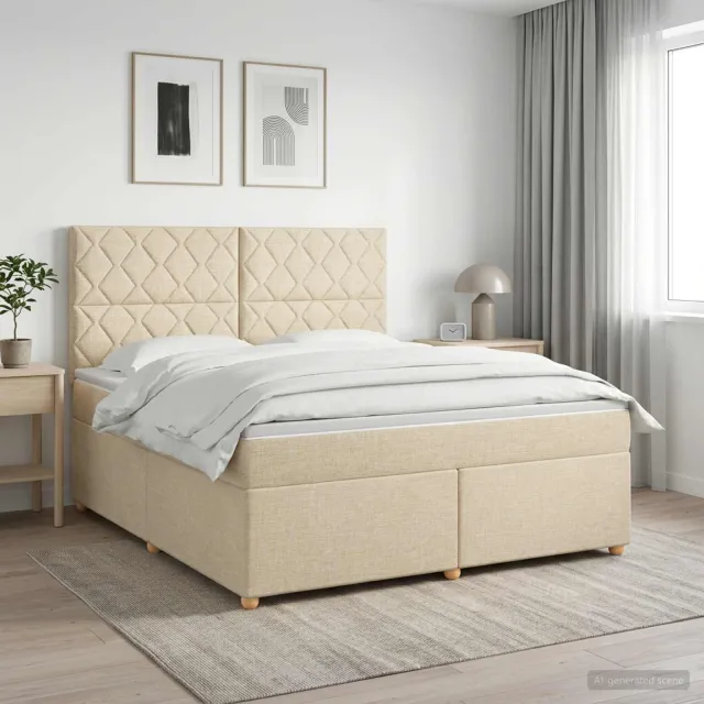vidaXL Boxspringbed met matras Crèmekleurig 140 x 200 cm Stof