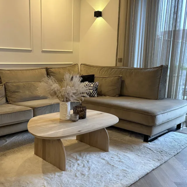 NordXL Kiezelvormige eikenhouten salontafel Paris