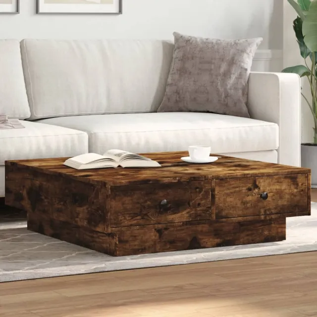 vidaXL Salontafel 90x90x28 cm bewerkt hout gerookt eikenkleurig, foto 2
