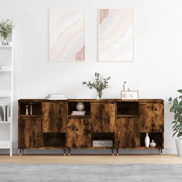 vidaXL Dressoirs 3 st bewerkt hout gerookt eikenkleurig, foto 2