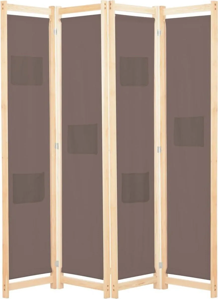 vidaXL Kamerscherm met 4 panelen 160x170x4 cm stof bruin, foto 2