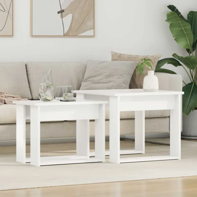 vidaXL Koffietafel Set 2 st Wit 50 x 52 x 42 cm Bewerkt hout