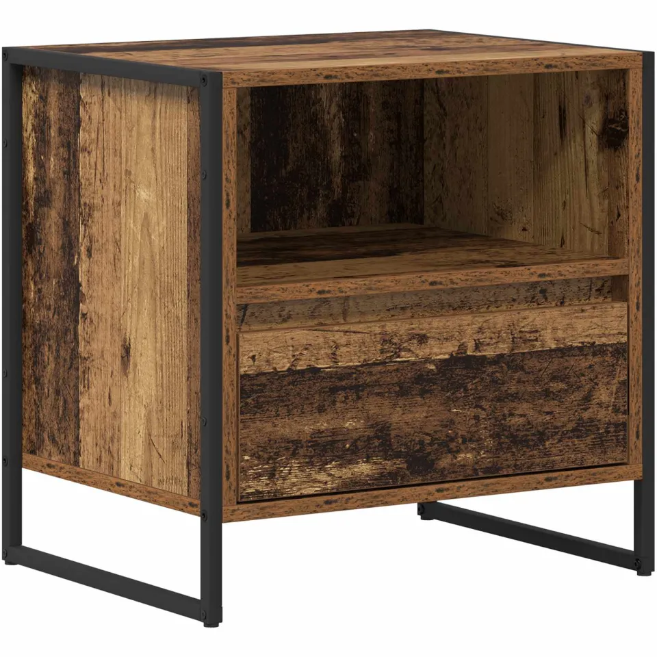 vidaXL Nachtkastje Oud Hout 50 x 39,5 x 50 cm Bewerkt hout bruin, foto 3