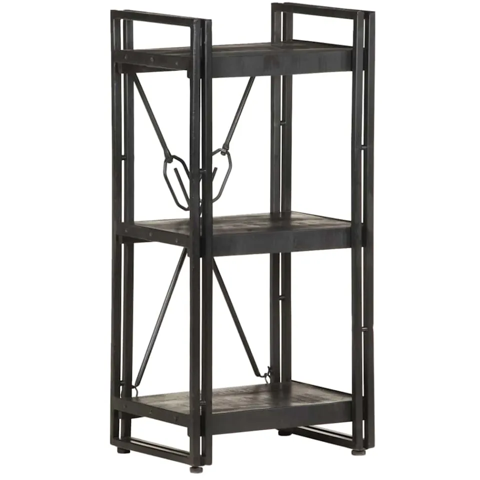vidaXL Boekenkast met 3 schappen 40x30x80 cm massief mangohout zwart, foto 3