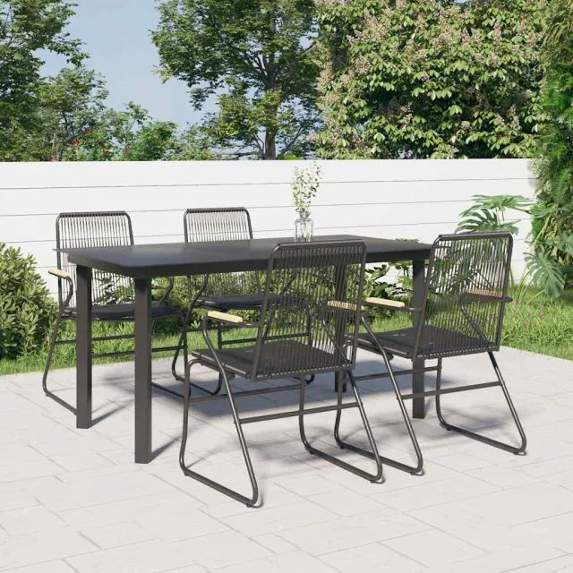 vidaXL 5-delige Tuinset PVC-rattan zwart, foto 2