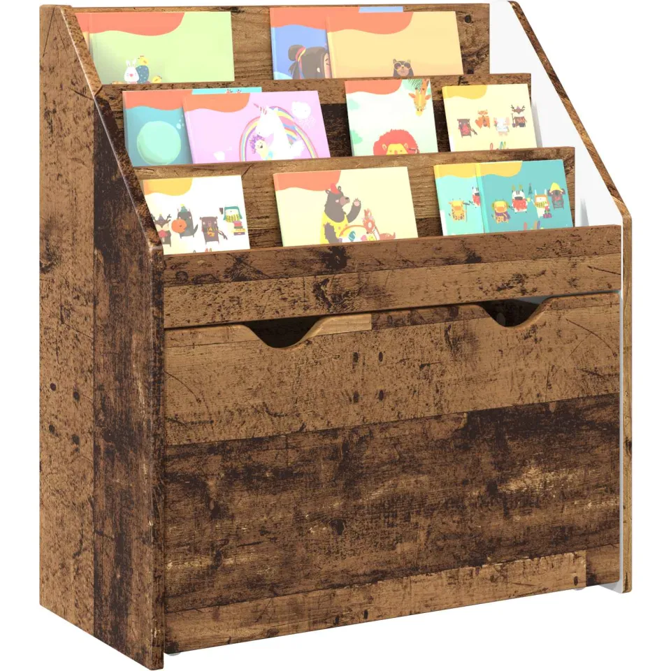vidaXL Kinderen Boekenkast Oudhout 60 x 29,5 x 69 cm Bewerkt hout Bruin