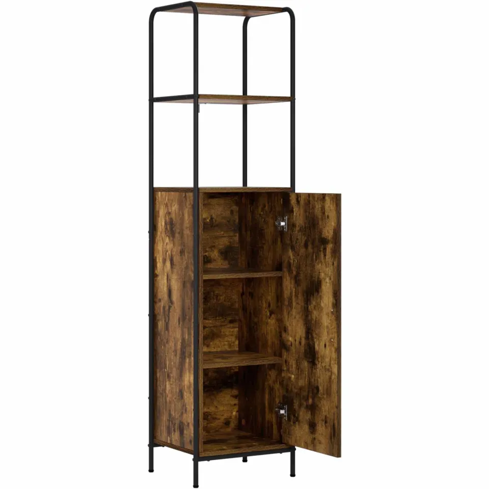vidaXL Hoge kast Gerookt eiken 40 x 33 x 161 cm Bewerkt hout Bruin