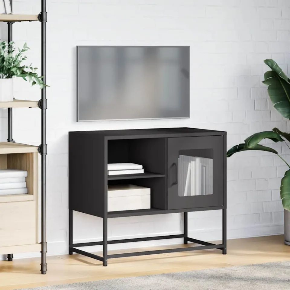 vidaXL Tv-meubel 68x39x60,5 cm staal zwart, foto 4