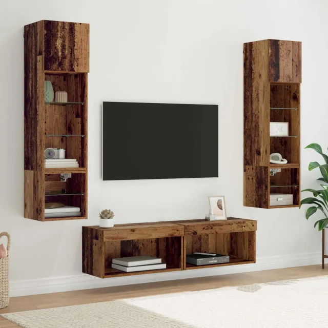 vidaXL TV-wandmeubel 6 st Oud Hout Bewerkt hout bruin, foto 2