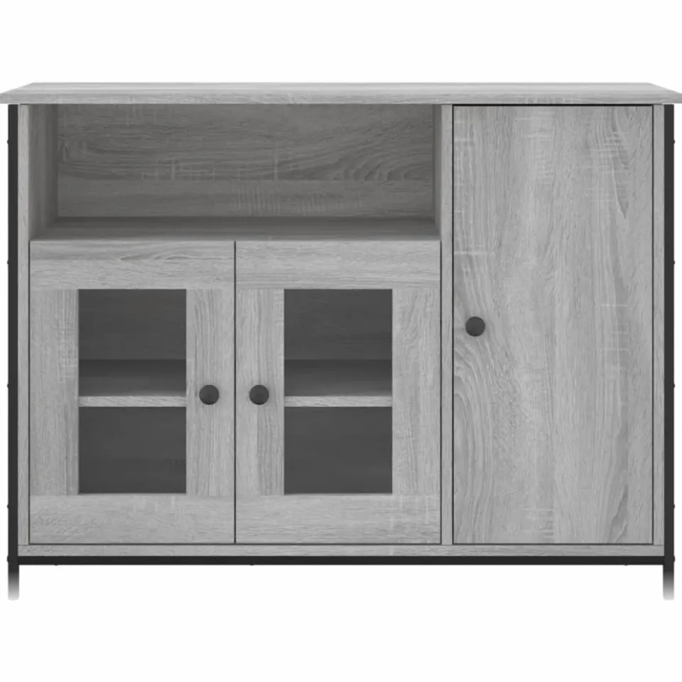 vidaXL Dressoir 100x35x75 cm bewerkt hout grijs sonoma, foto 4