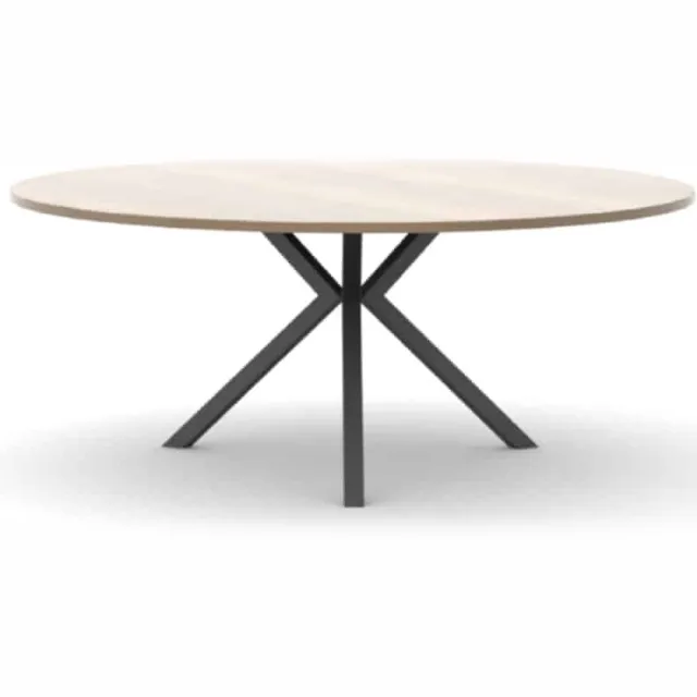 ABC Kantoormeubelen Vergadertafel Cube 120 cm rond Antraciet (Ral 7016)/Halifax Eiken