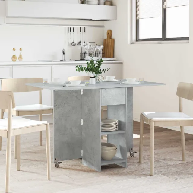 vidaXL Eettafel 115 x 70 x 75 cm Bewerkt hout Betongrijs Rechthoekig