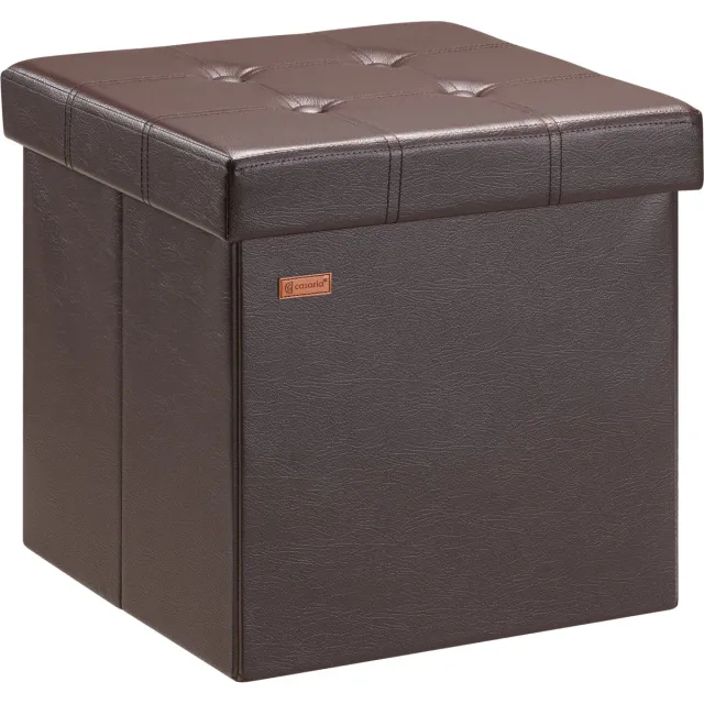 Casaria Poef met Opbergruimte - 38x38x38cm 40L Kunstleer – Bruin