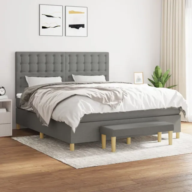 vidaXL Boxspring met matras stof donkergrijs 160x200 cm grijs