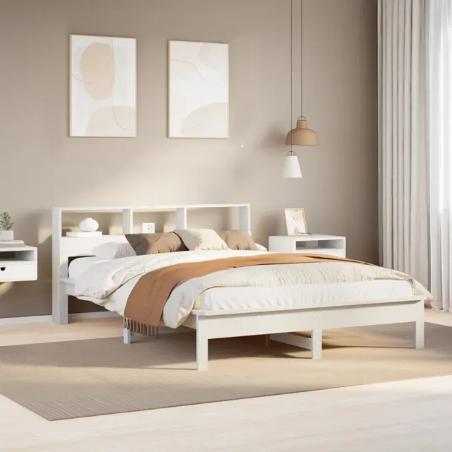 vidaXL Bedframe zonder matras massief grenenhout wit 150x200 cm