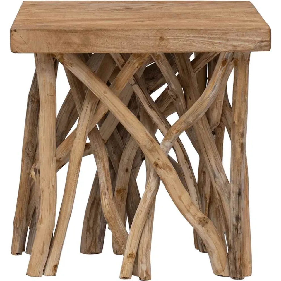 vidaXL Salontafel takken 40x40x40 cm gemengd gerecycled hout bruin, foto 2