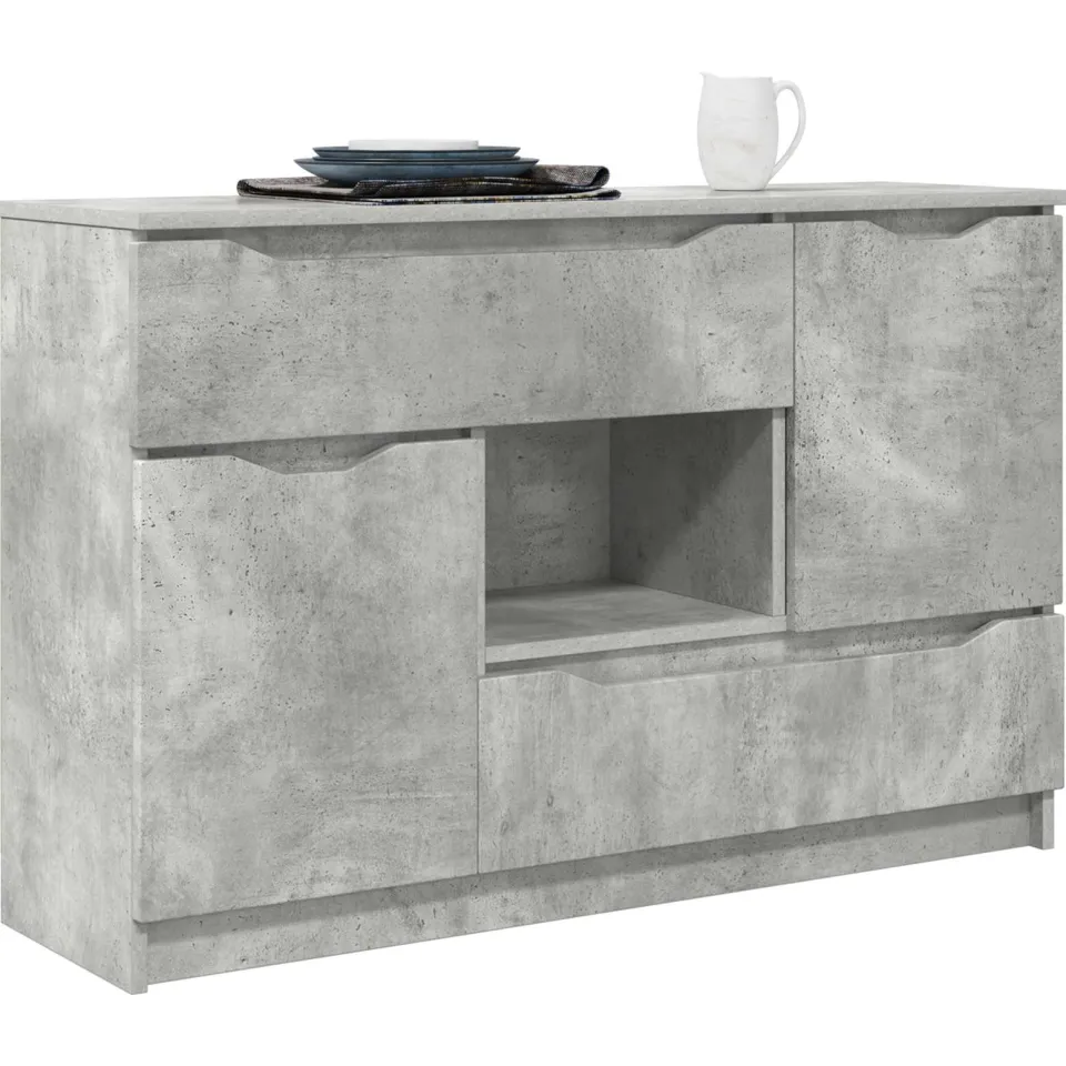 vidaXL Dressoir Beton Grijs 100 x 30 x 65,6 Bewerkt hout