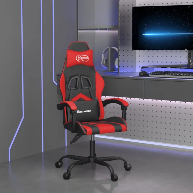 vidaXL Gamestoel draaibaar kunstleer zwart en groen