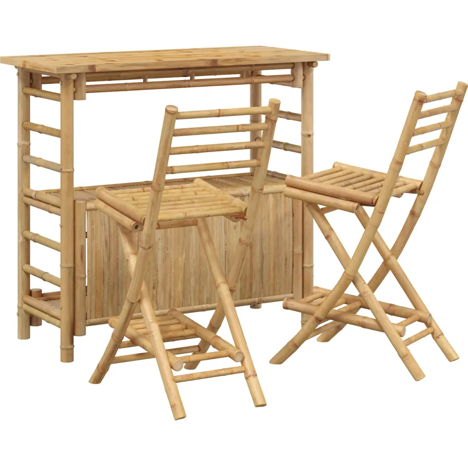 vidaXL Buitenbar tafel en krukken 3 st 2-zits Naturel Bamboe, foto 3