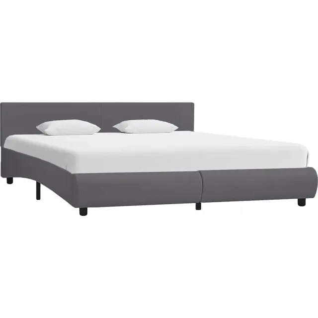vidaXL Bedframe met LED kunstleer grijs 180x200 cm