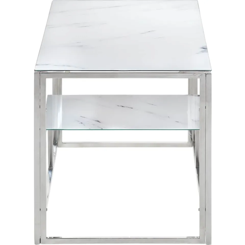 vidaXL Salontafel roestvrijstaal en gehard glas zilverkleurig, foto 3
