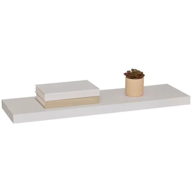 5Five® 5five Zwevende wandplank Bassline - wit - 80 cm - hout/MDF - boekenplank - muurplank - opbergplank - hangplank