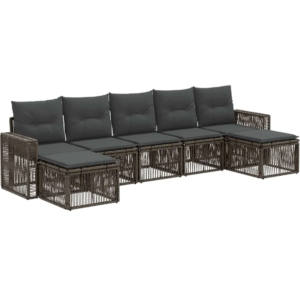 vidaXL Tuinbankenset 7 st 7-zits Grijs en Donkergrijs poly rattan, foto 3